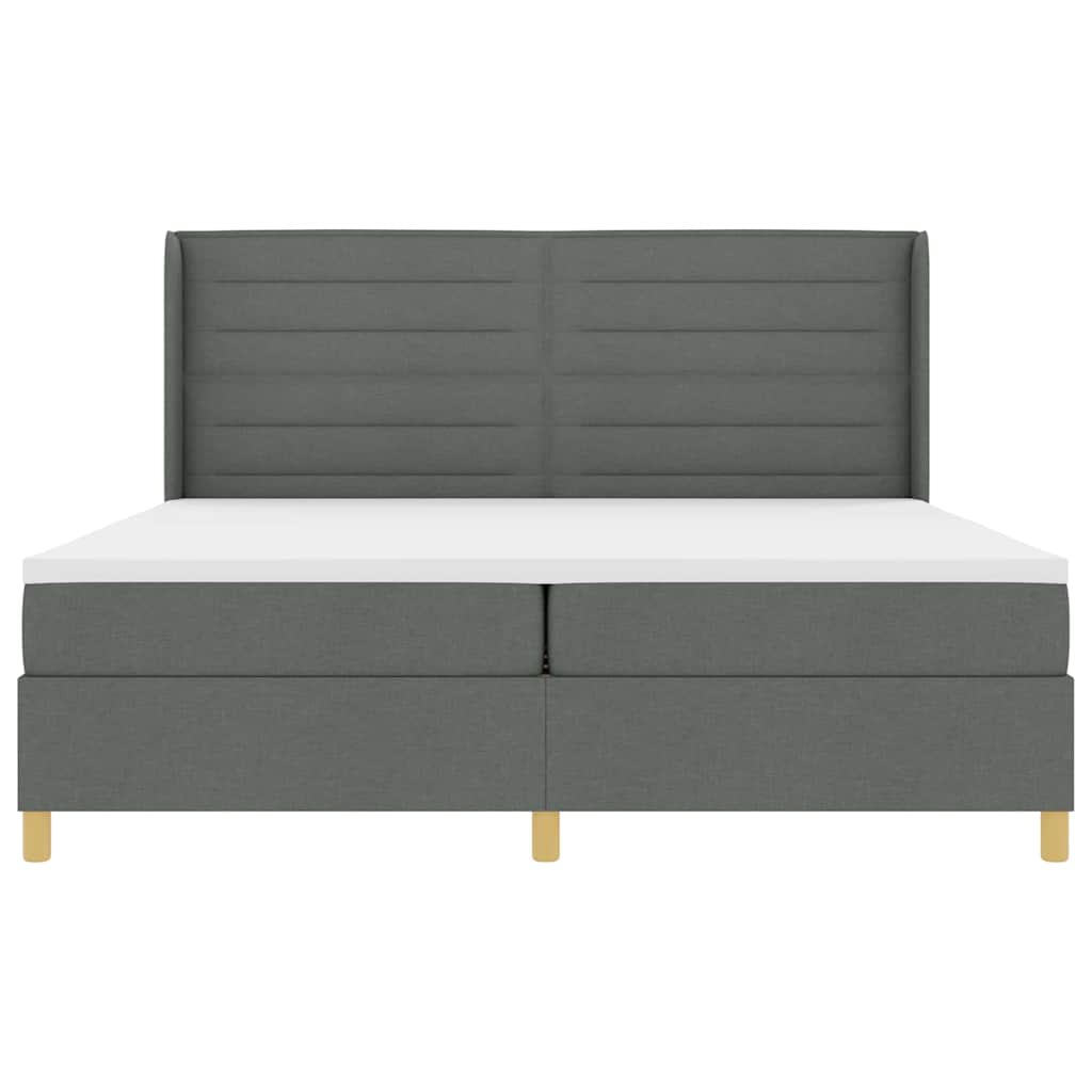 Boxspringbett mit Matratze mit LED Grau 200 x 200 cm Stoff
