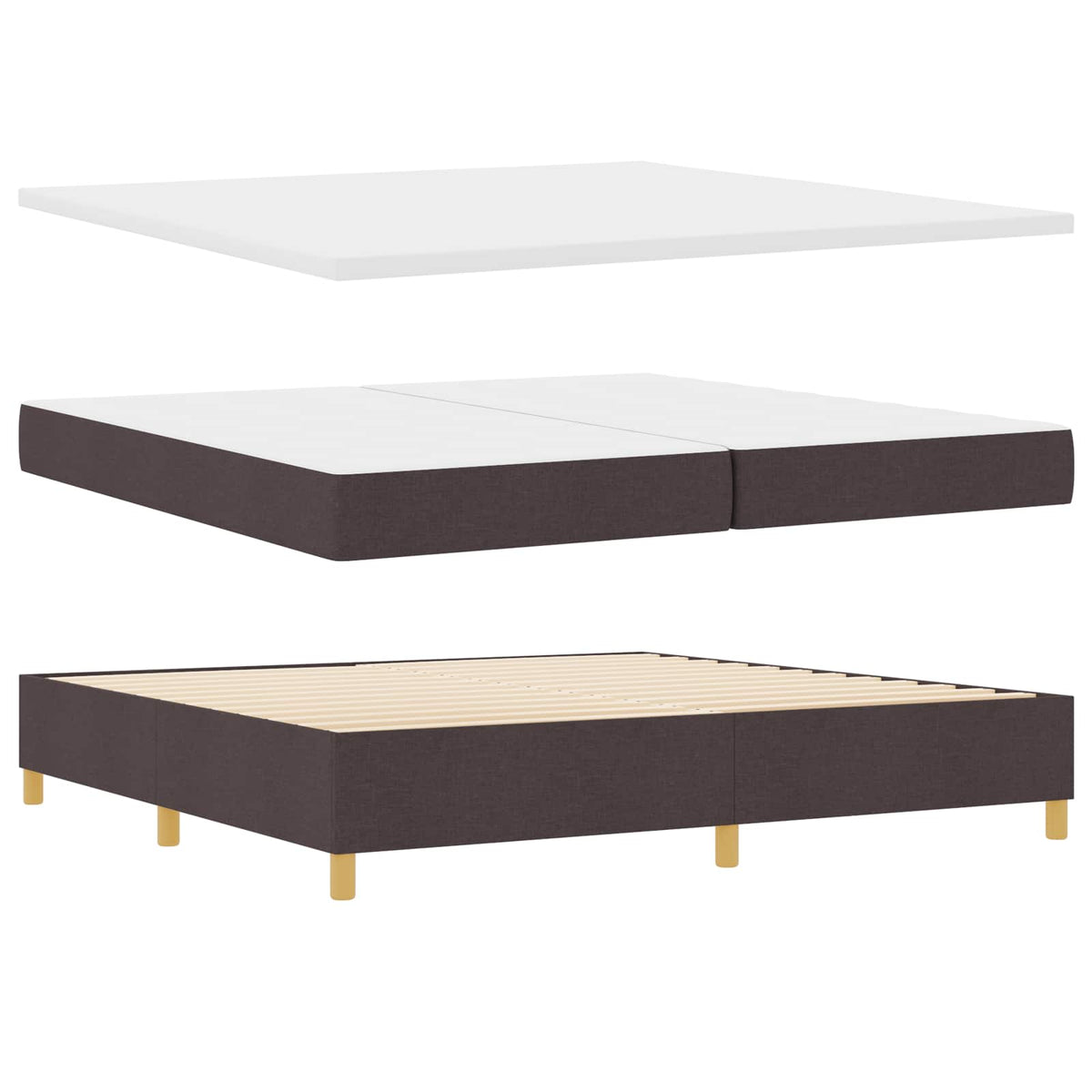 Boxspringbett mit Matratze mit LED Grau 200 x 200 cm Stoff