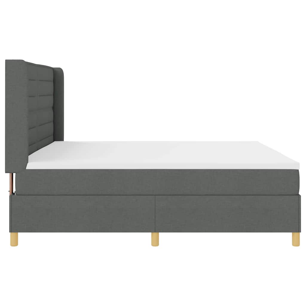 Boxspringbett mit Matratze mit LED Grau 200 x 200 cm Stoff