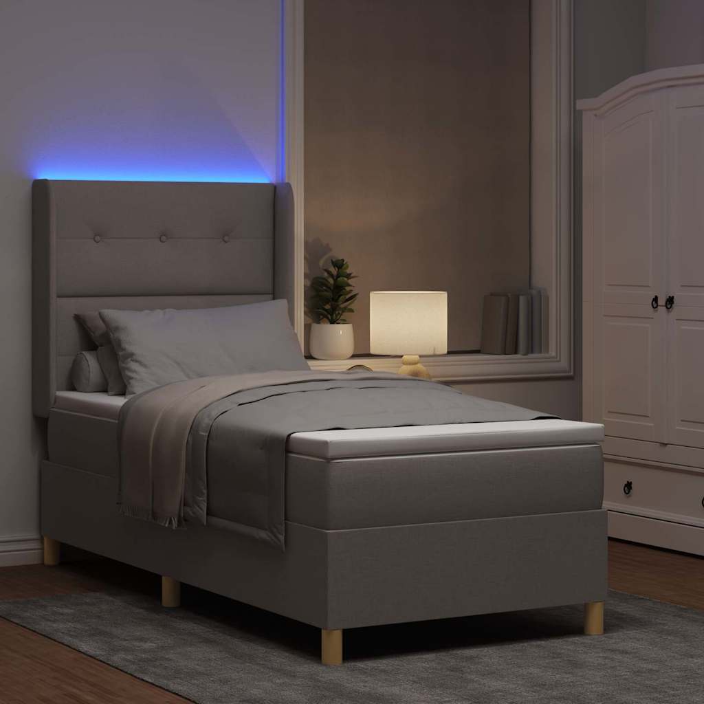 Boxspringbett mit LED-Lichtleisten Taupe 80 x 200 cm Stoff