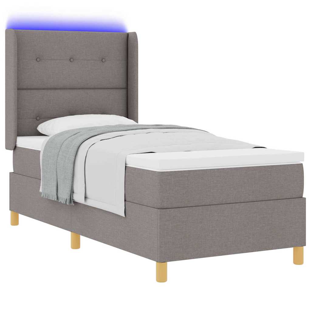 Boxspringbett mit LED-Lichtleisten Taupe 80 x 200 cm Stoff