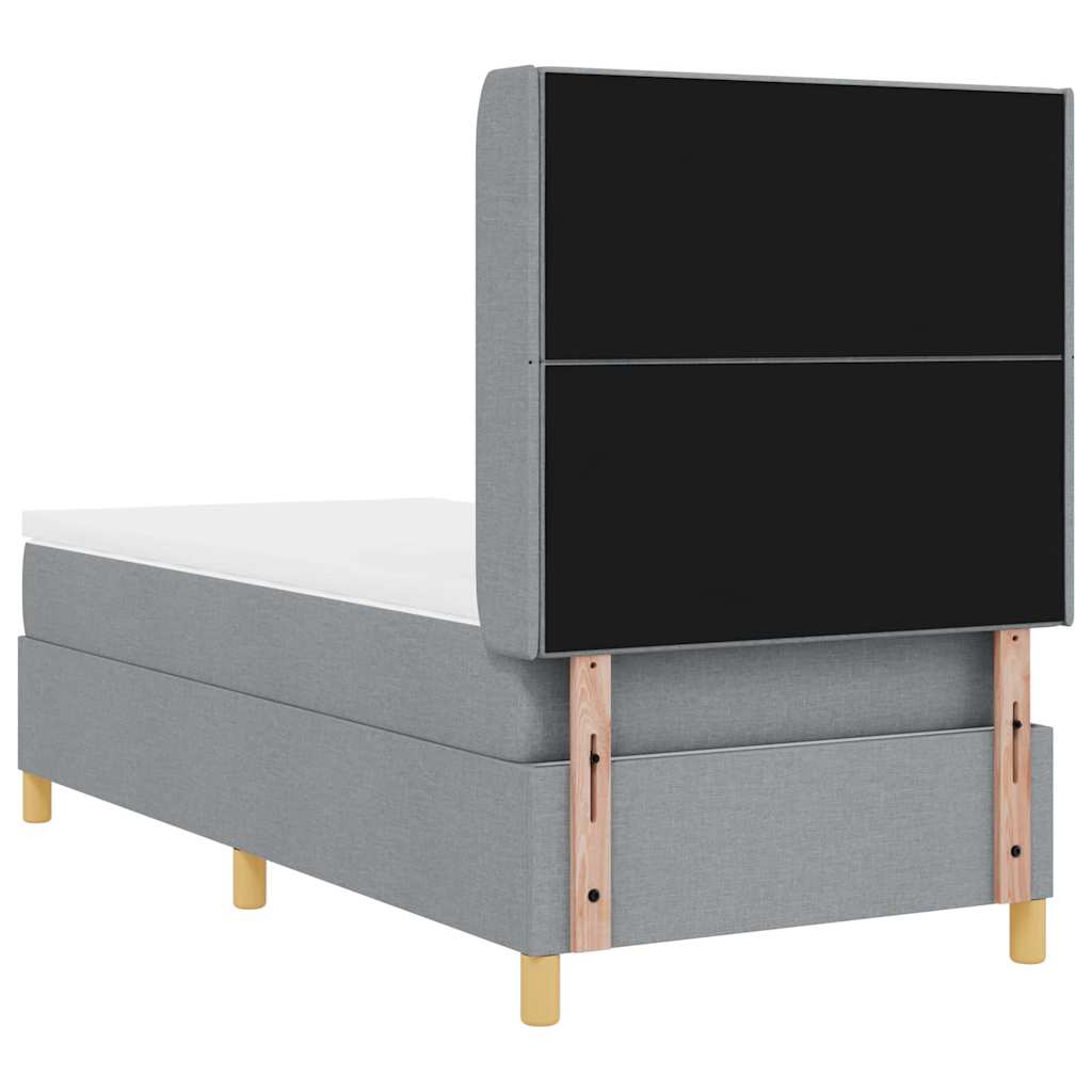 Boxspringbett mit LED-Lichtleisten Hellgrau 90 x 190 cm Stoff