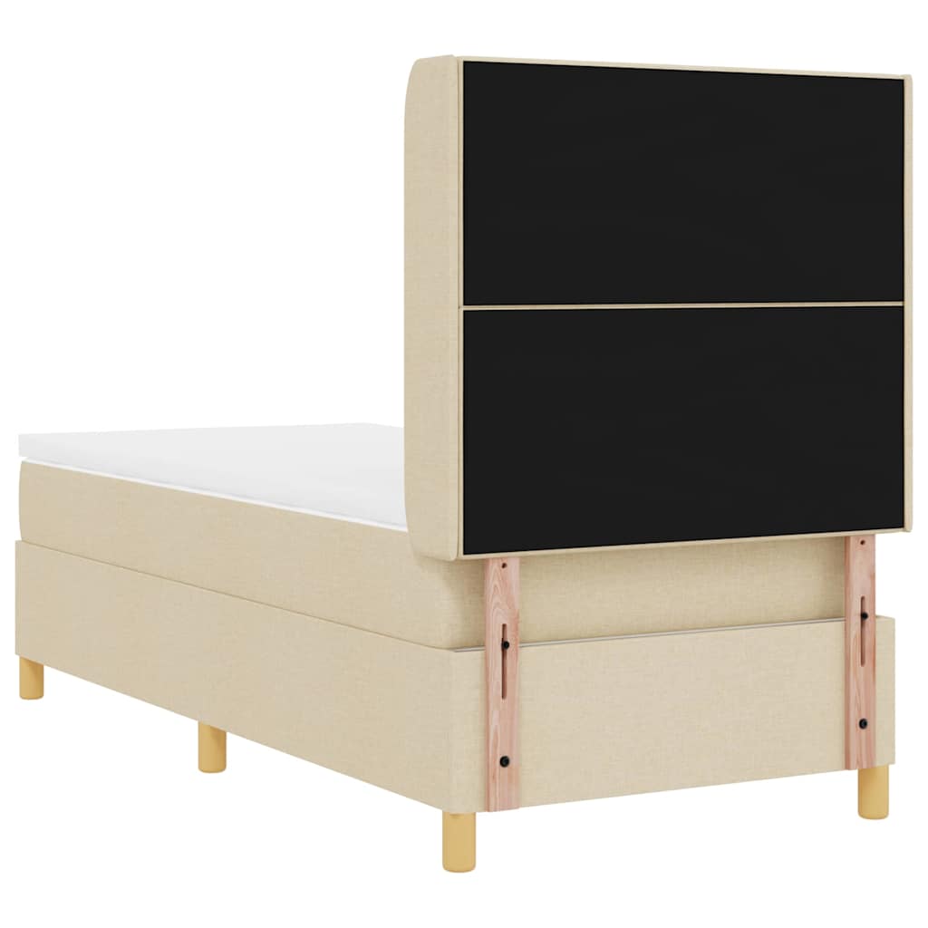 Boxspringbett mit LED-Lichtleisten Creme 90 x 200 cm Stoff