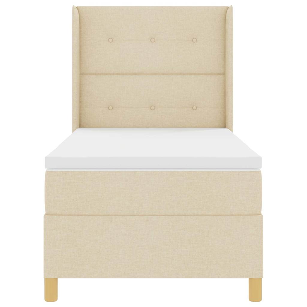 Boxspringbett mit LED-Lichtleisten Creme 90 x 200 cm Stoff
