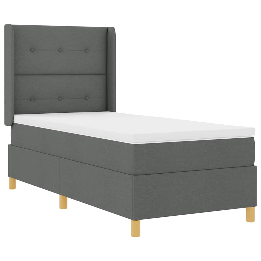 Boxspringbett mit LED-Lichtleisten Grau 100 x 200 cm Stoff
