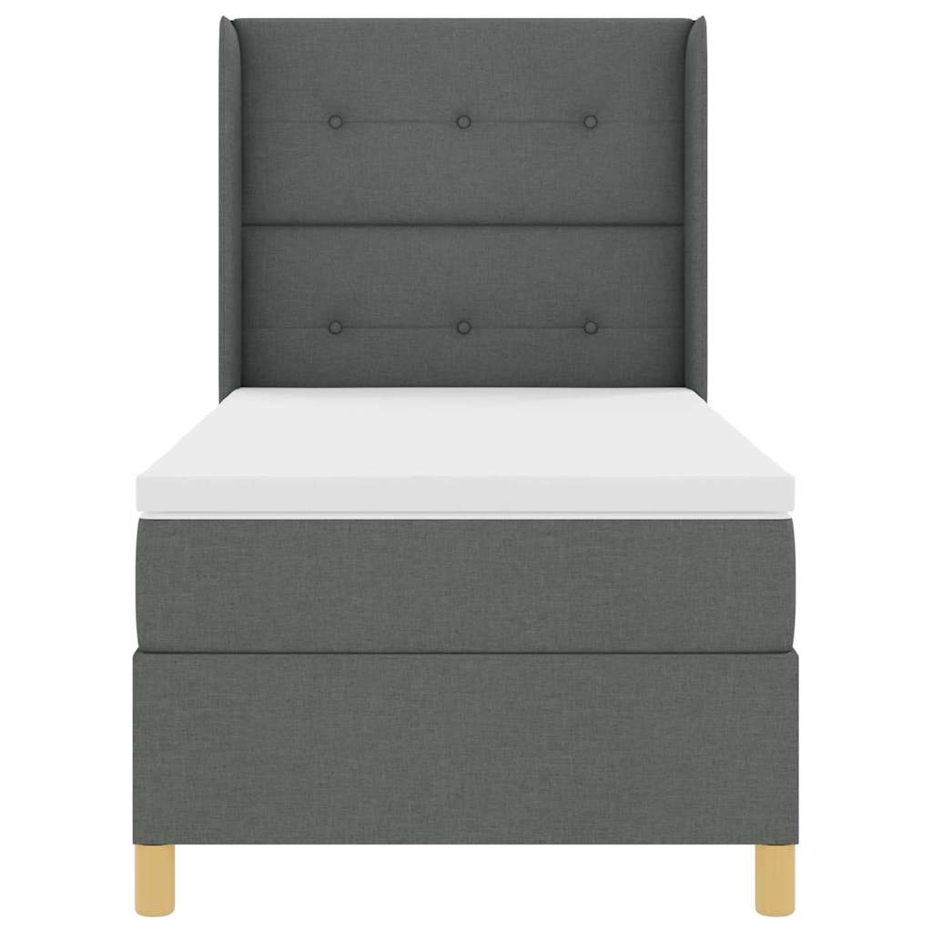 Boxspringbett mit LED-Lichtleisten Grau 100 x 200 cm Stoff