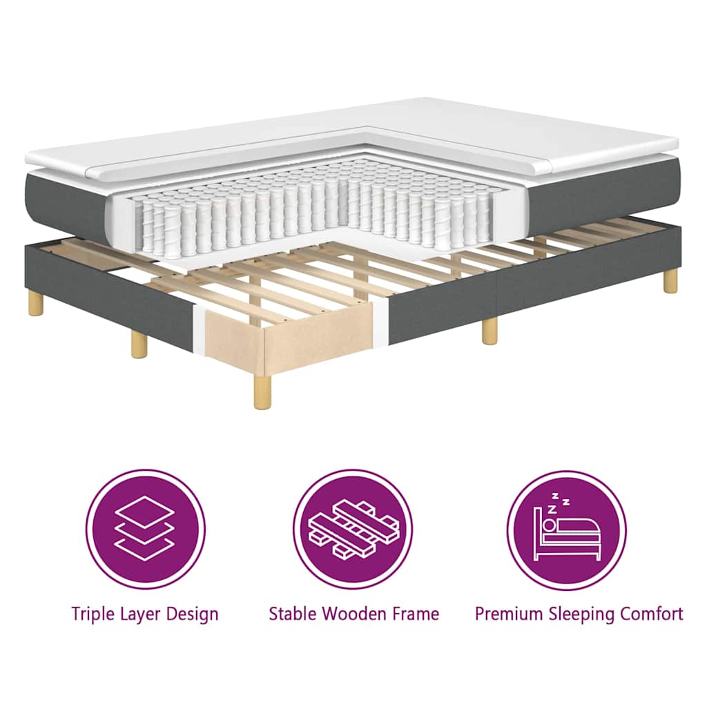 Boxspringbett mit LED-Lichtleisten Grau 140 x 190 cm Stoff
