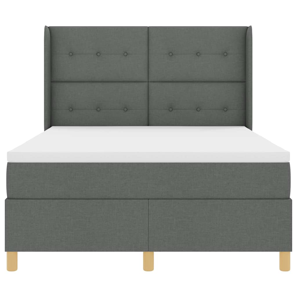 Boxspringbett mit LED-Lichtleisten Grau 140 x 190 cm Stoff