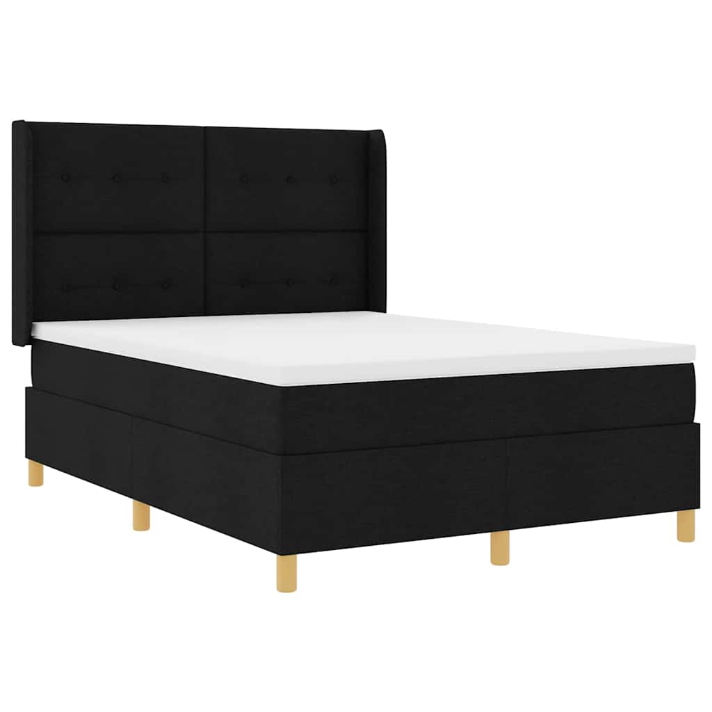 Boxspringbett mit LED-Lichtleisten Schwarz 140 x 190 cm Stoff