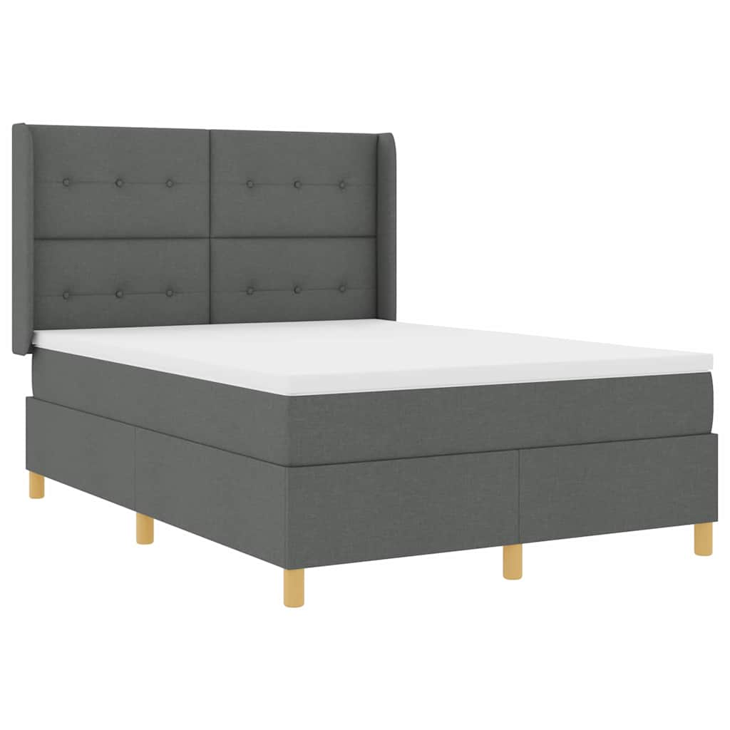 Boxspringbett mit LED-Lichtleisten Grau 140 x 200 cm Stoff