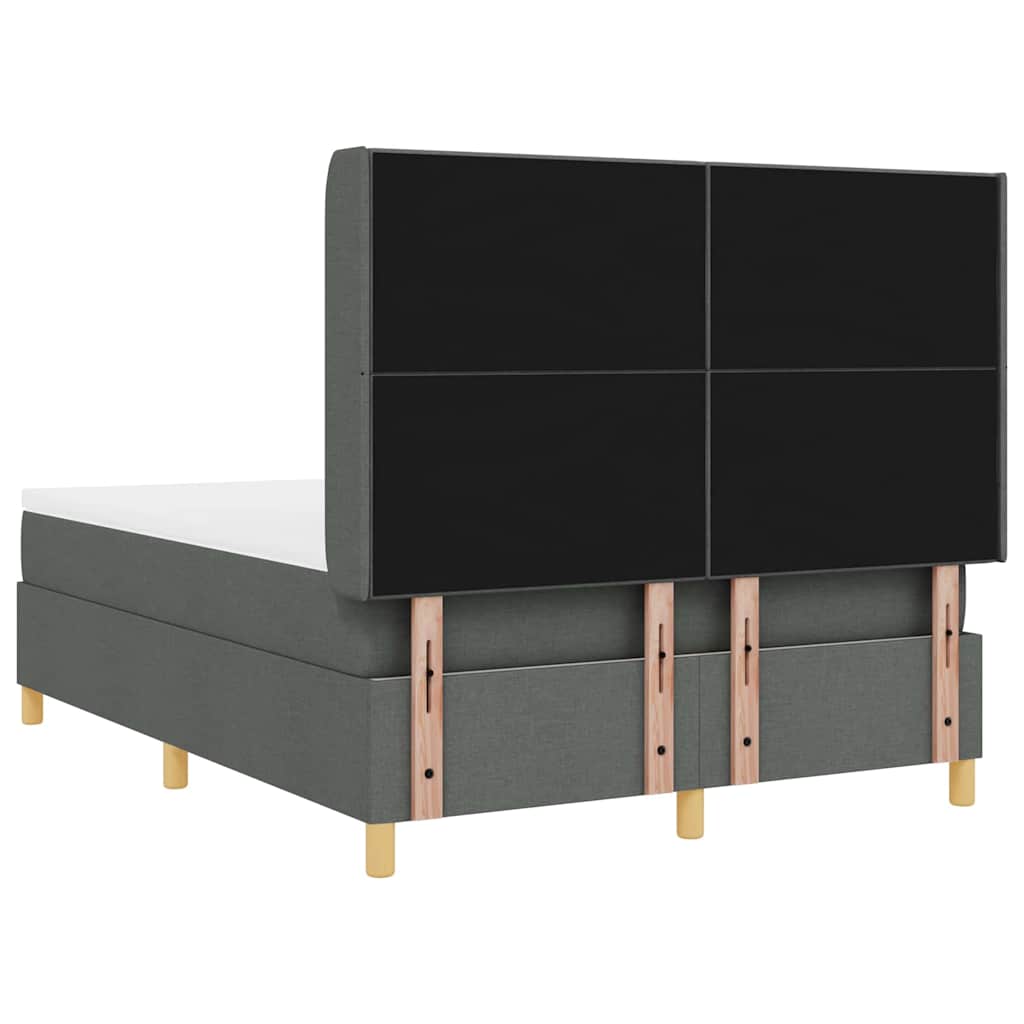 Boxspringbett mit LED-Lichtleisten Grau 140 x 200 cm Stoff