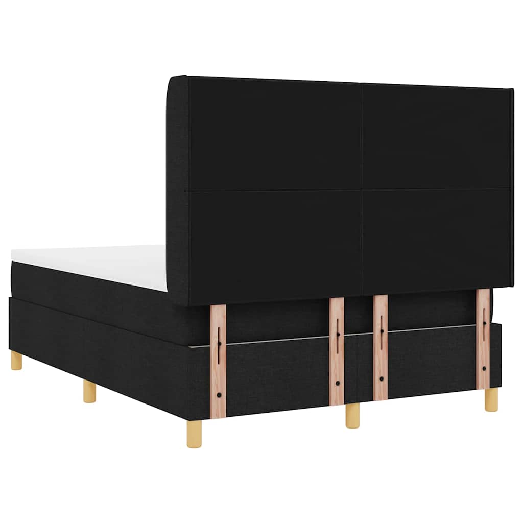 Boxspringbett mit LED-Lichtleisten Schwarz 140 x 200 cm Stoff