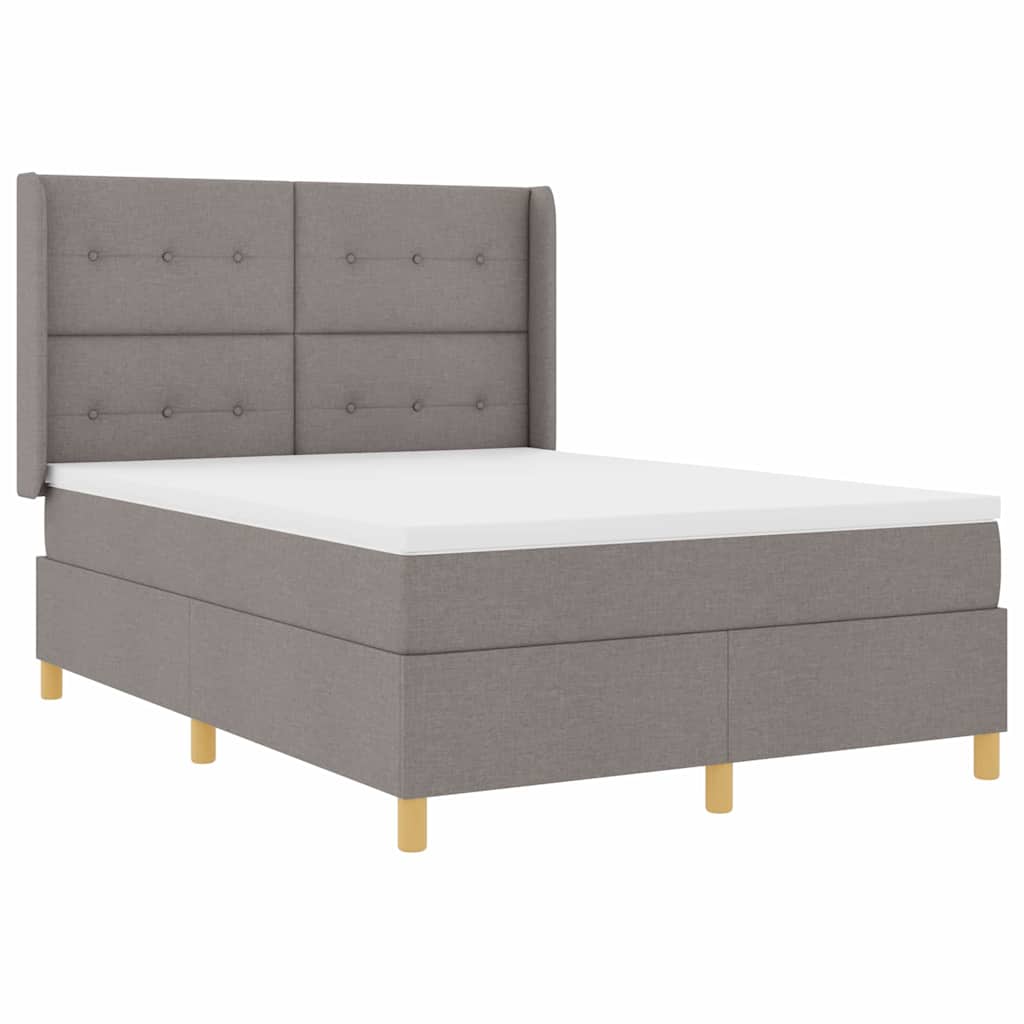 Boxspringbett mit LED-Lichtleisten Taupe 140 x 200 cm Stoff