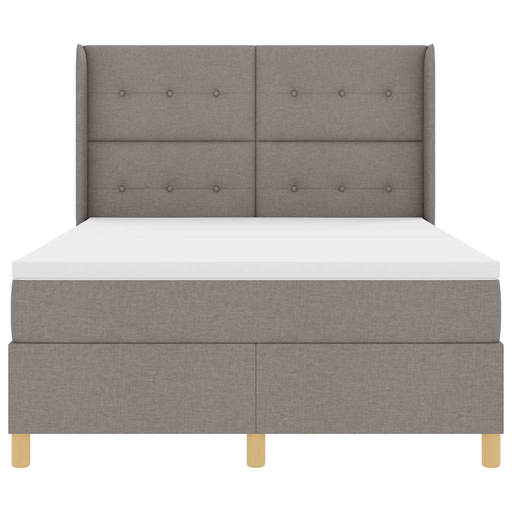 Boxspringbett mit LED-Lichtleisten Taupe 140 x 200 cm Stoff