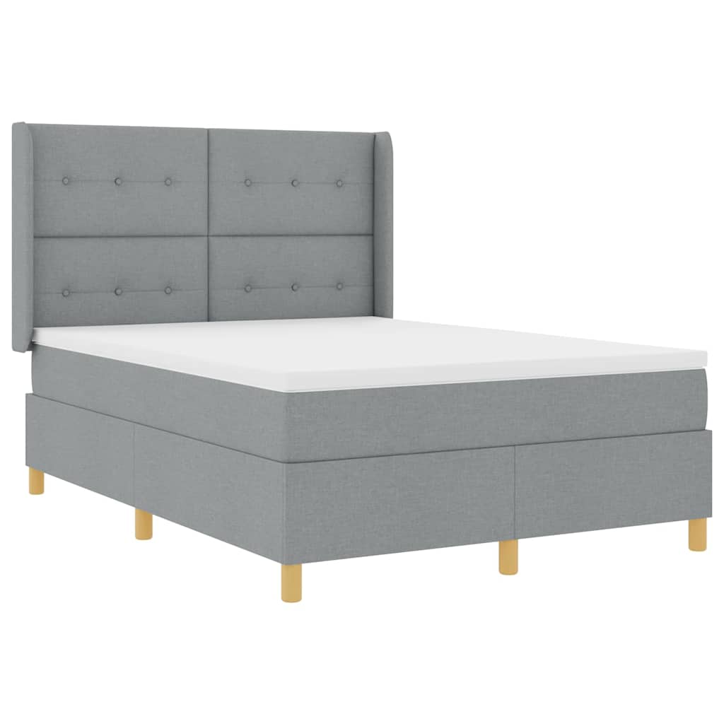 Boxspringbett mit LED-Lichtleisten Hellgrau 160 x 200 cm Stoff