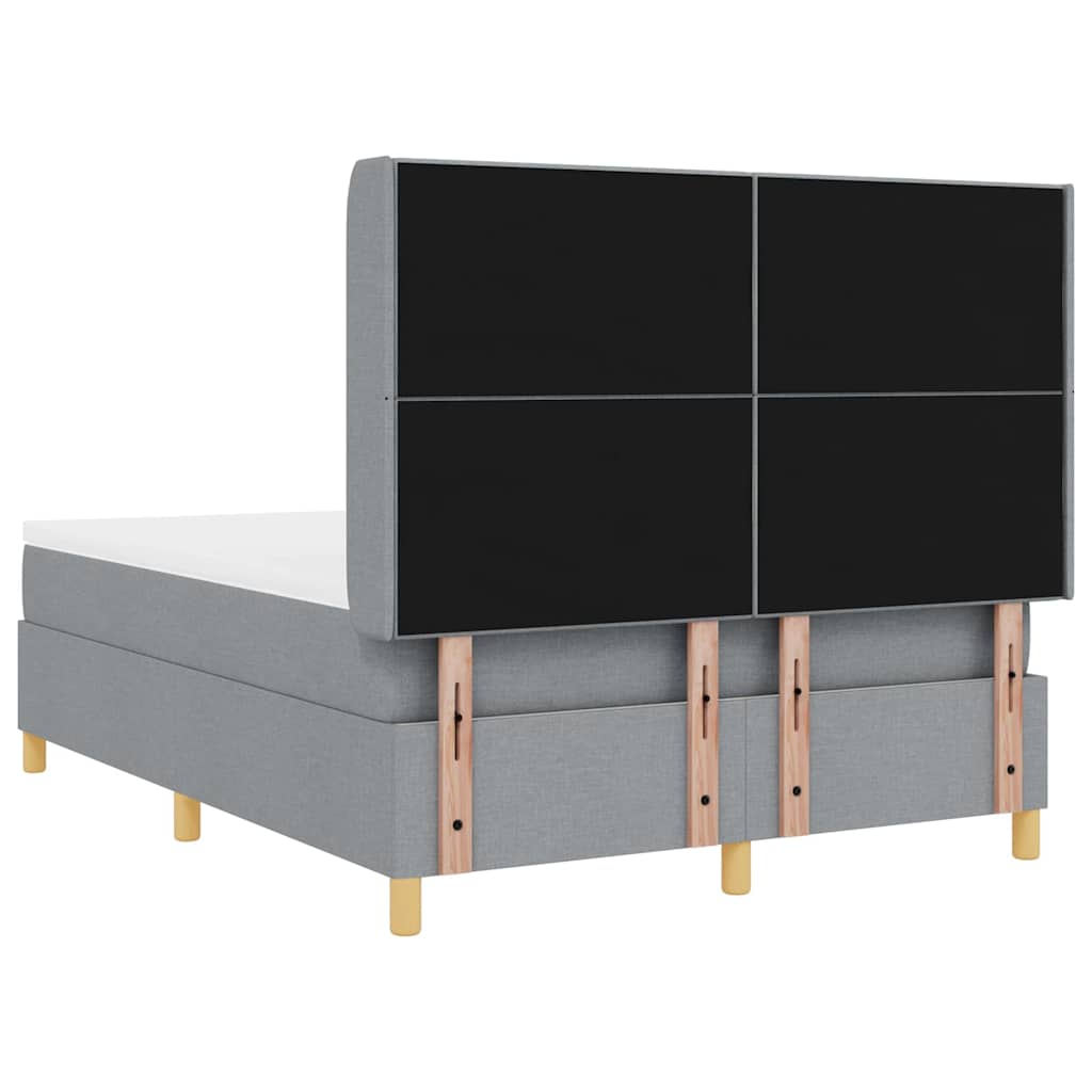 Boxspringbett mit LED-Lichtleisten Hellgrau 160 x 200 cm Stoff