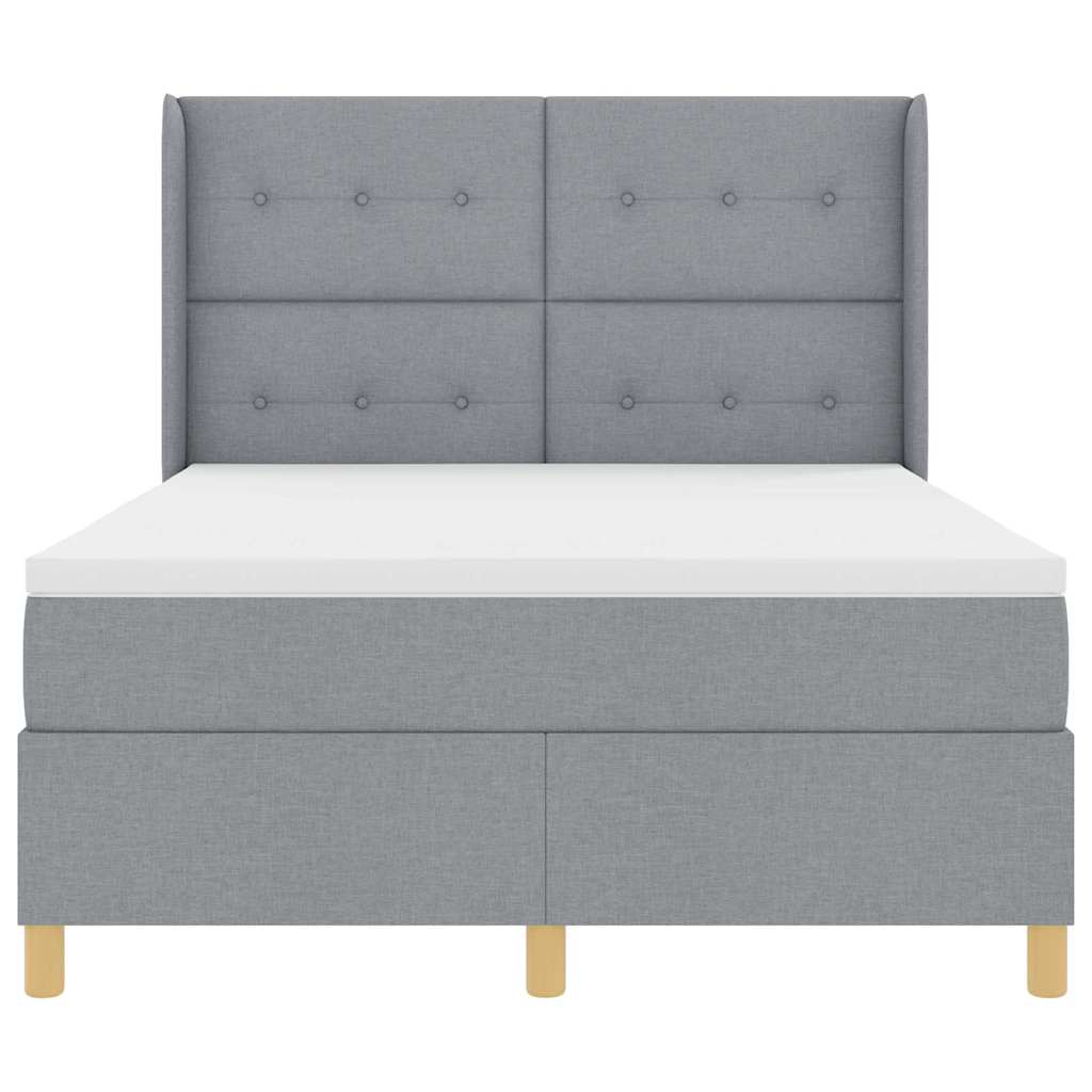 Boxspringbett mit LED-Lichtleisten Hellgrau 160 x 200 cm Stoff