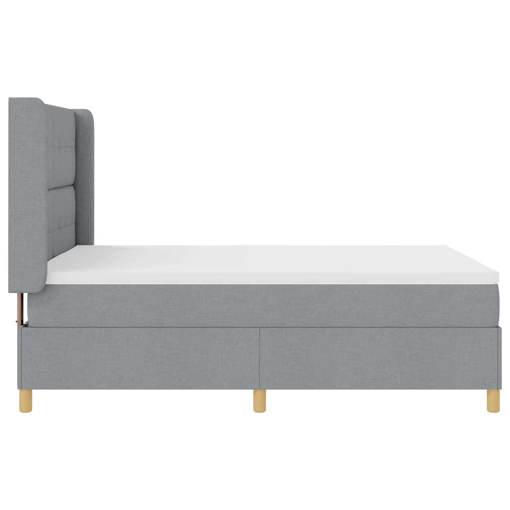Boxspringbett mit LED-Lichtleisten Hellgrau 160 x 200 cm Stoff