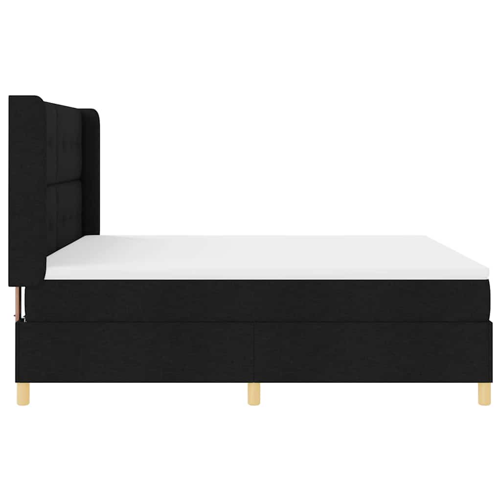 Boxspringbett mit LED-Lichtleisten Schwarz 180 x 200 cm Stoff