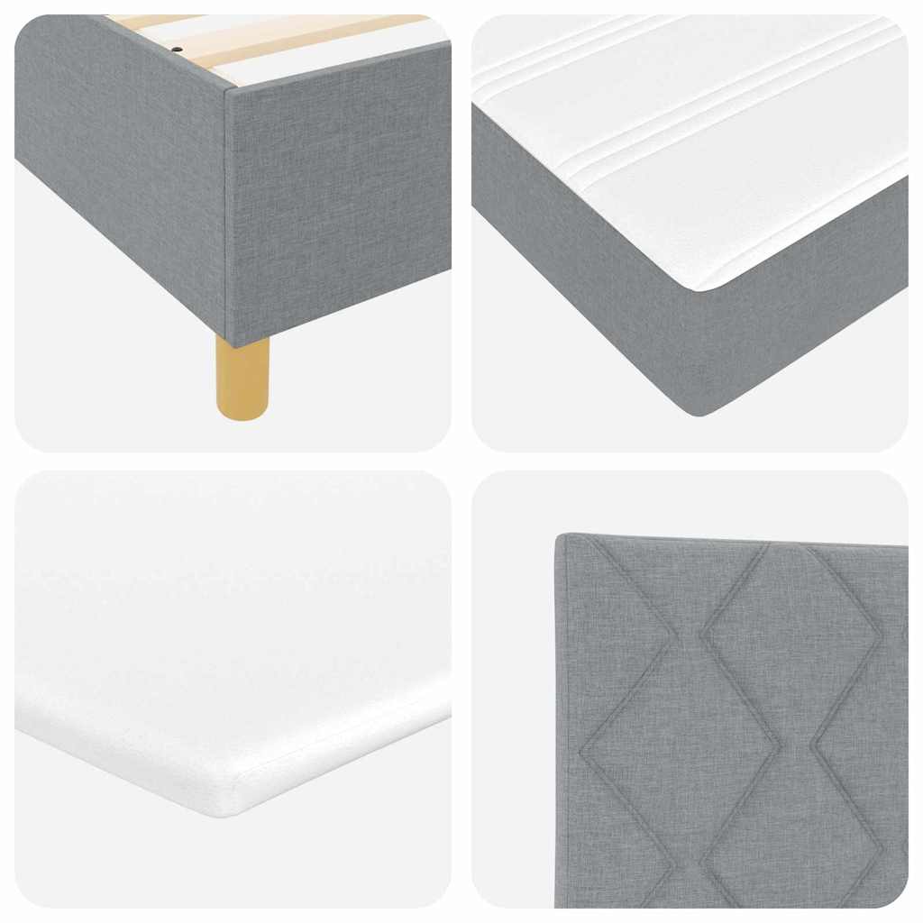 Boxspringbett mit LED-Lichtleisten Hellgrau 80 x 200 cm Stoff