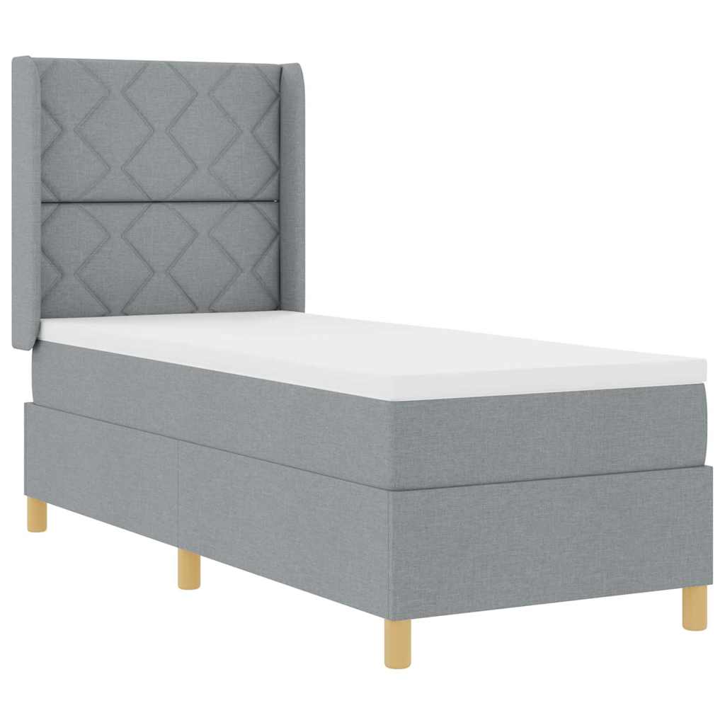 Boxspringbett mit LED-Lichtleisten Hellgrau 80 x 200 cm Stoff