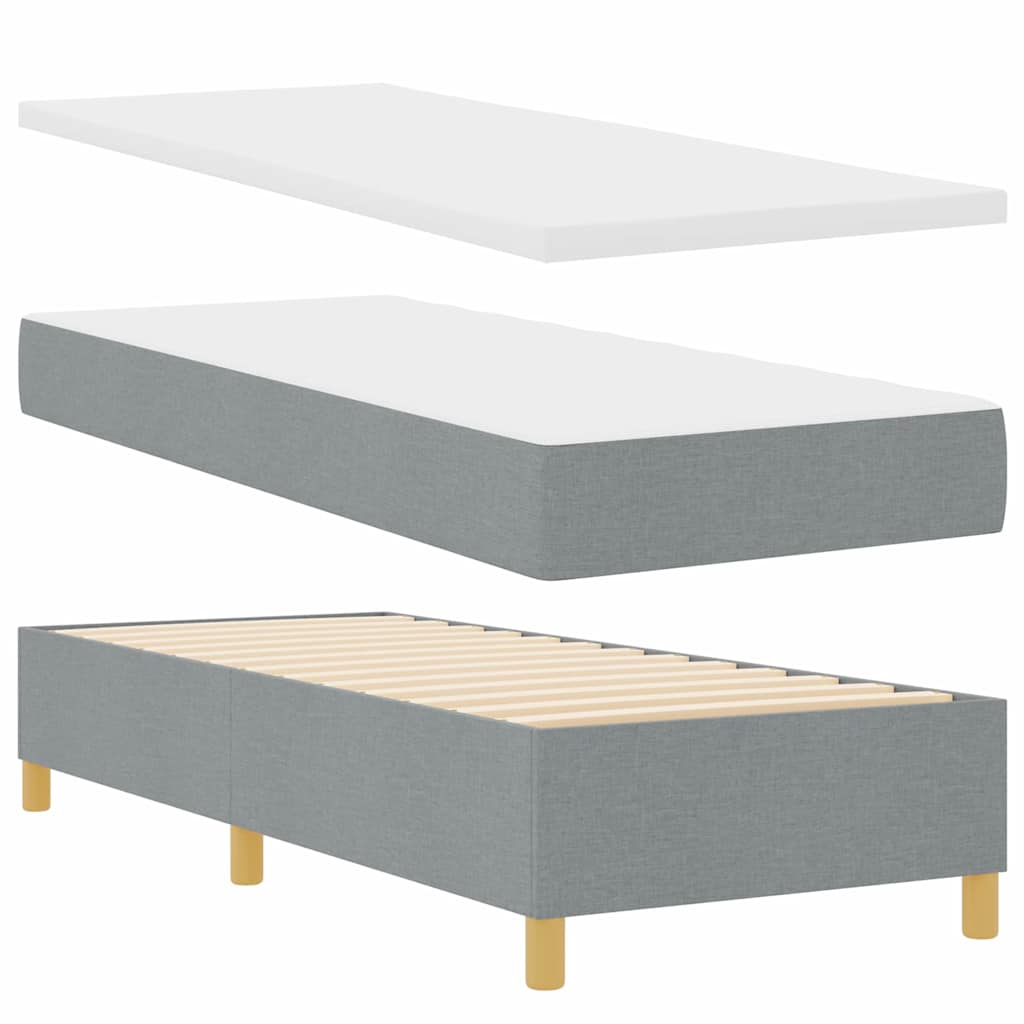 Boxspringbett mit LED-Lichtleisten Hellgrau 80 x 200 cm Stoff