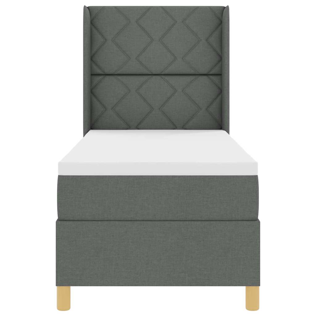 Boxspringbett mit LED-Lichtleisten Grau 80 x 200 cm Stoff