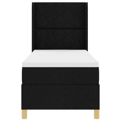 Boxspringbett mit LED-Lichtleisten Schwarz 80 x 200 cm Stoff