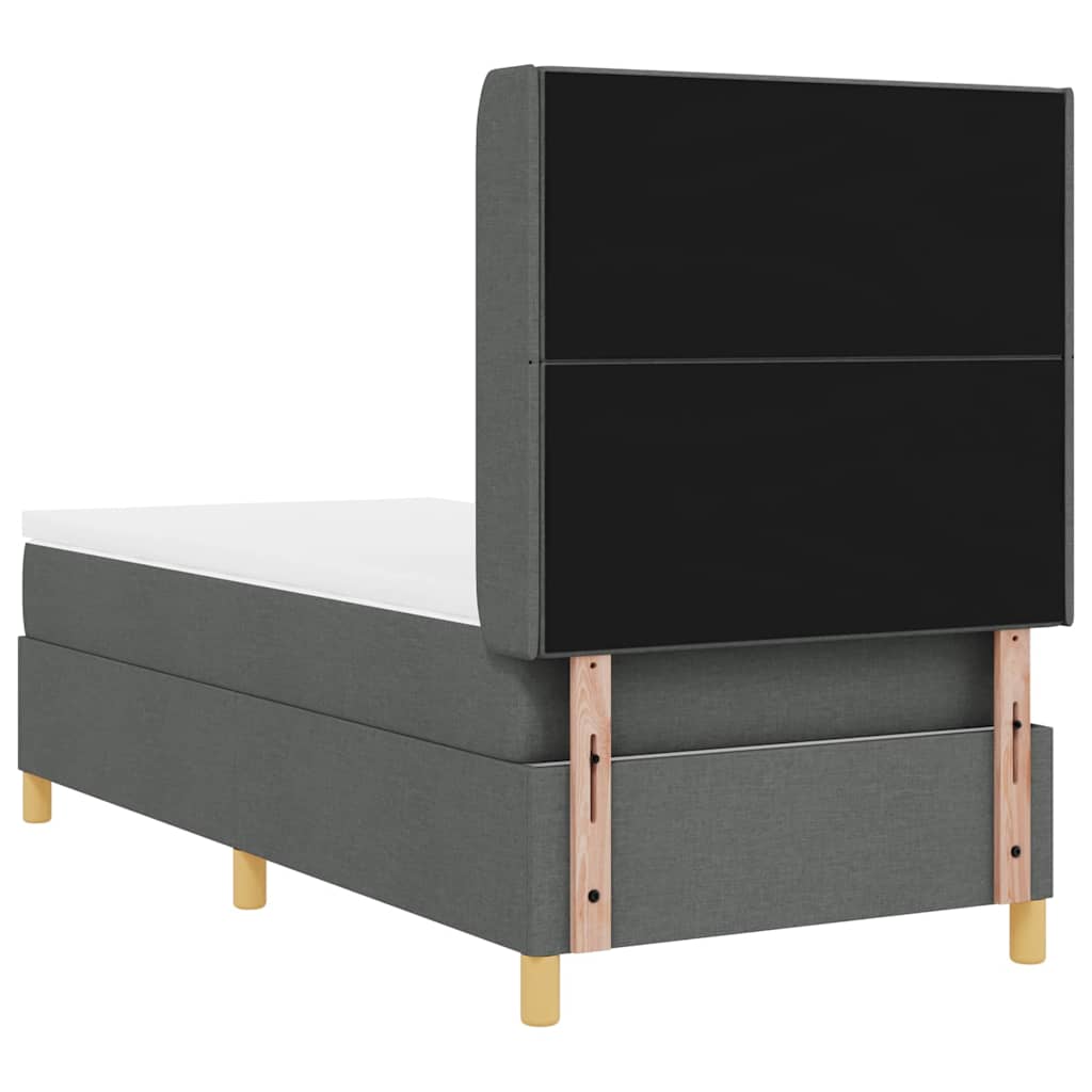 Boxspringbett mit LED-Lichtleisten Hellgrau 90 x 190 cm Stoff
