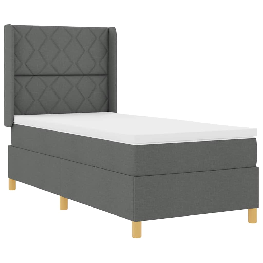 Boxspringbett mit LED-Lichtleisten Grau 90 x 190 cm Stoff