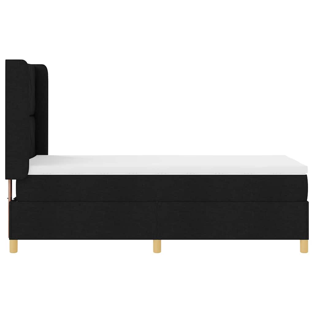 Boxspringbett mit LED-Lichtleisten Schwarz 100 x 200 cm Stoff