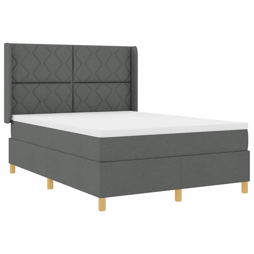 Boxspringbett mit LED-Lichtleisten Grau 140 x 190 cm Stoff
