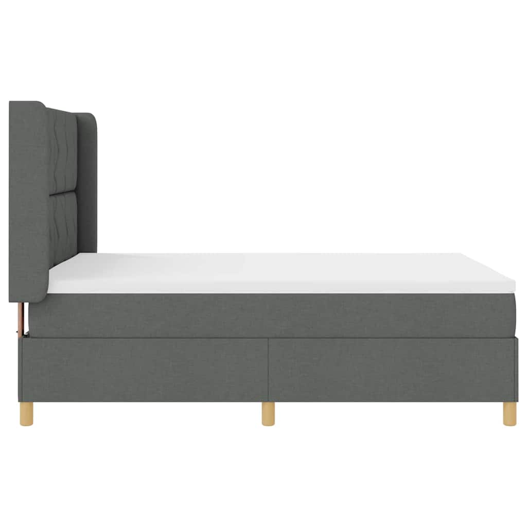 Boxspringbett mit LED-Lichtleisten Grau 140 x 190 cm Stoff
