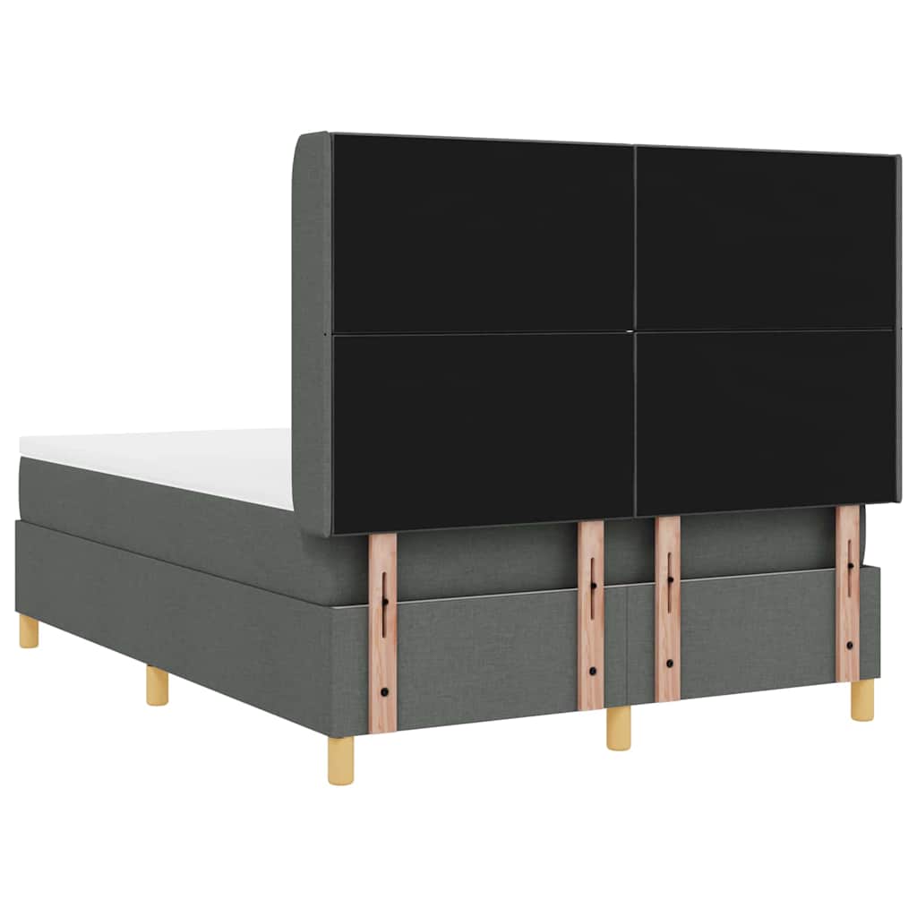 Boxspringbett mit LED-Lichtleisten Grau 140 x 200 cm Stoff