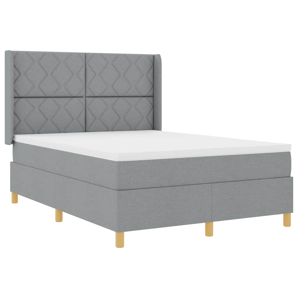 Boxspringbett mit LED-Lichtleisten Hellgrau 160 x 200 cm Stoff