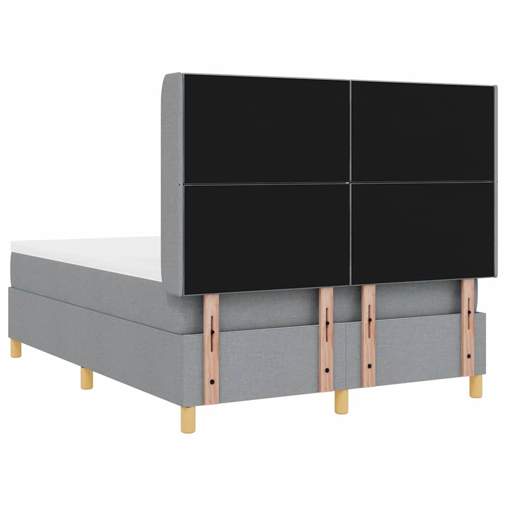Boxspringbett mit LED-Lichtleisten Hellgrau 160 x 200 cm Stoff