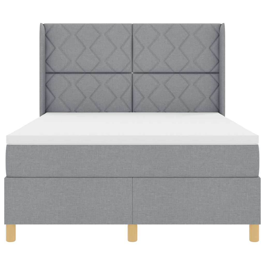 Boxspringbett mit LED-Lichtleisten Hellgrau 160 x 200 cm Stoff