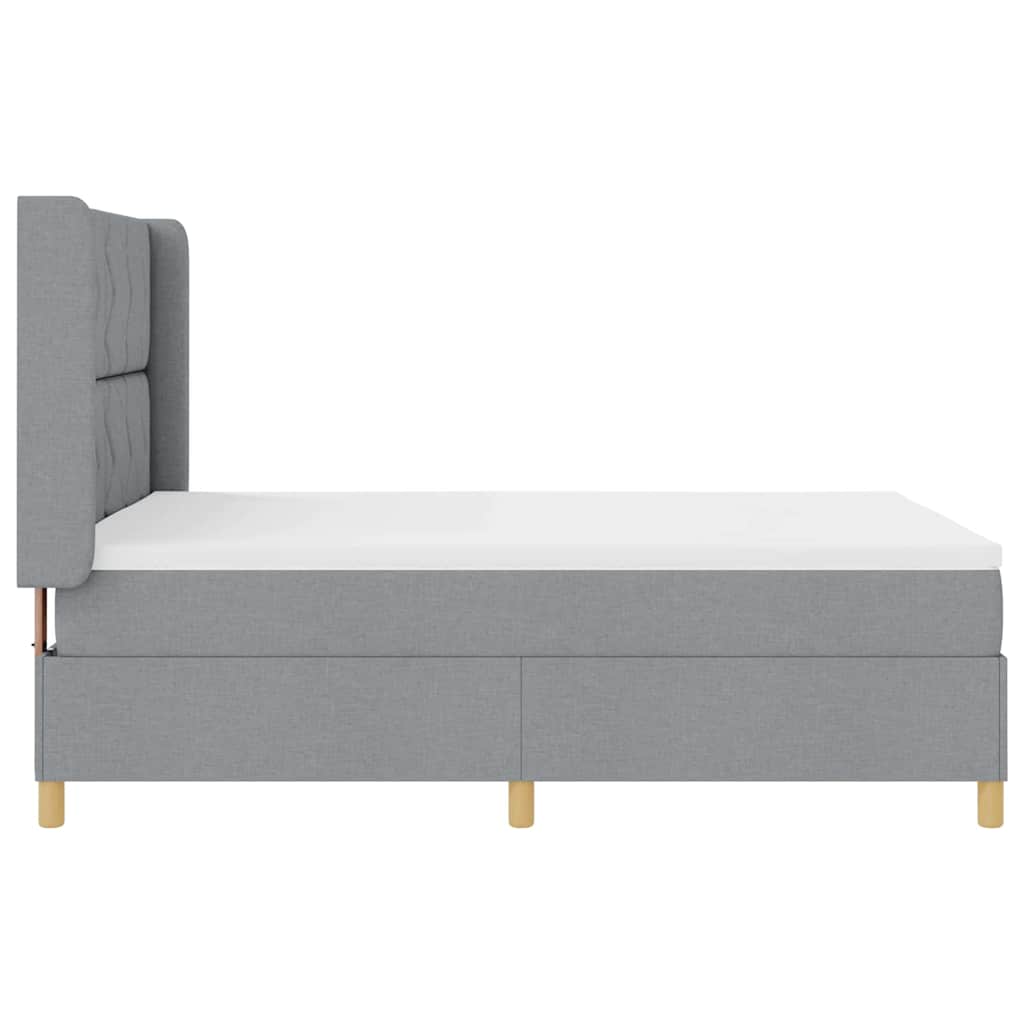 Boxspringbett mit LED-Lichtleisten Hellgrau 160 x 200 cm Stoff