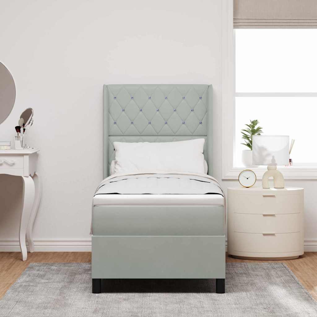 LED Boxspringbett mit Matratze Argyle Hellgrau 80 x 200 cm Samt