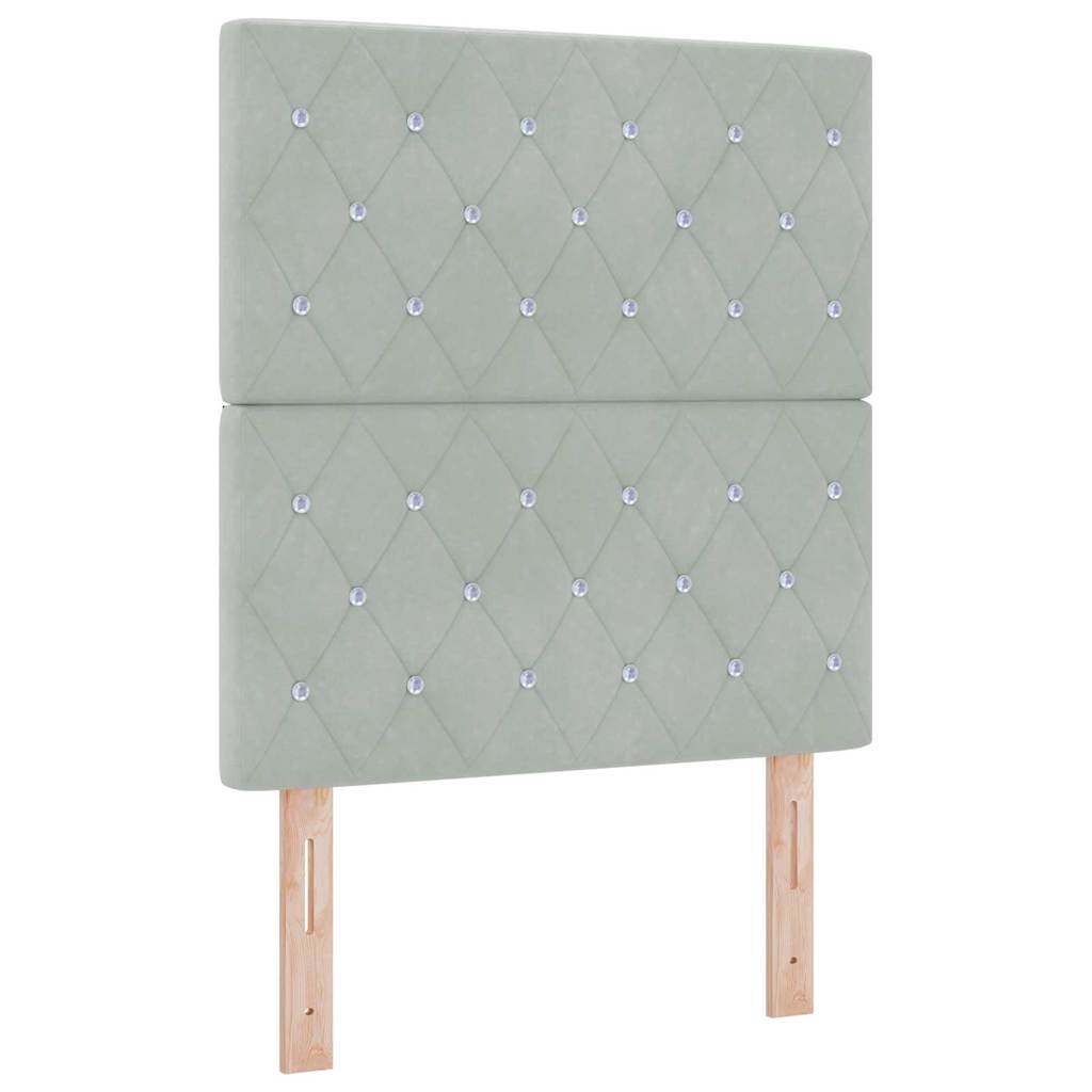 LED Boxspringbett mit Matratze Argyle Hellgrau 80 x 200 cm Samt