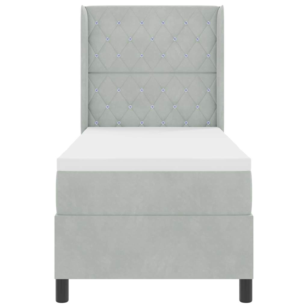 LED Boxspringbett mit Matratze Argyle Hellgrau 80 x 200 cm Samt