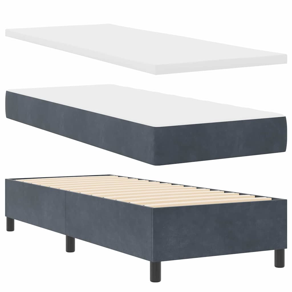LED Boxspringbett mit Matratze Dunkelgrau 80 x 200 cm Samt