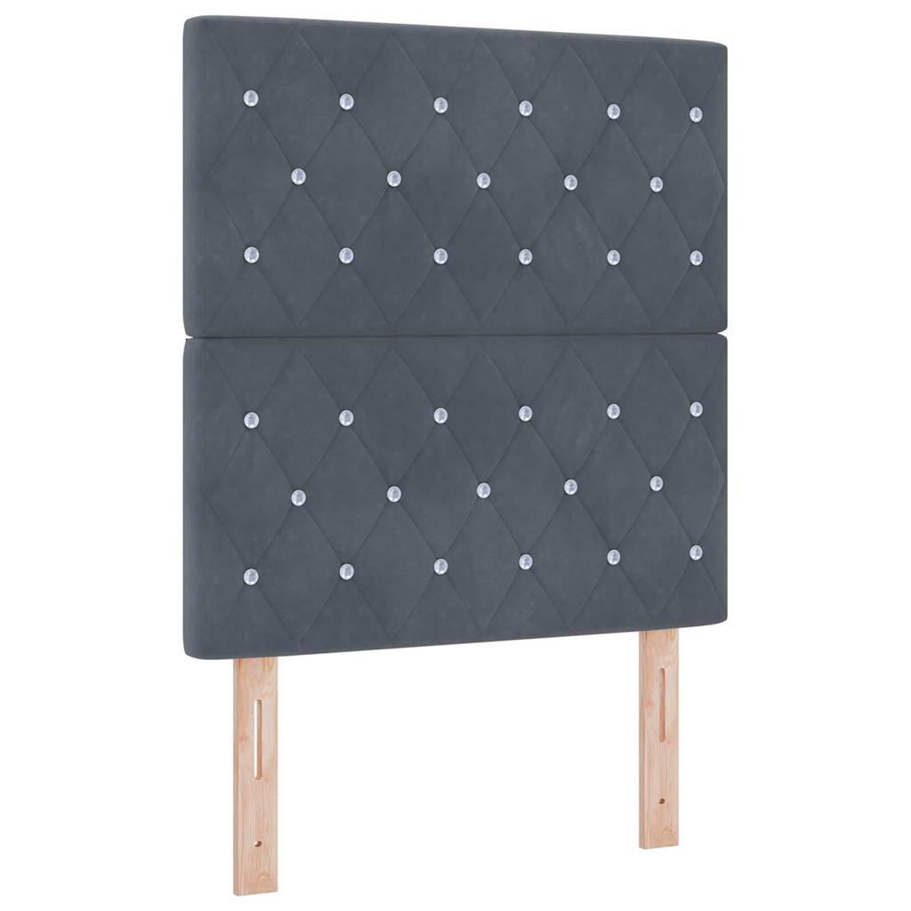 LED Boxspringbett mit Matratze Dunkelgrau 80 x 200 cm Samt