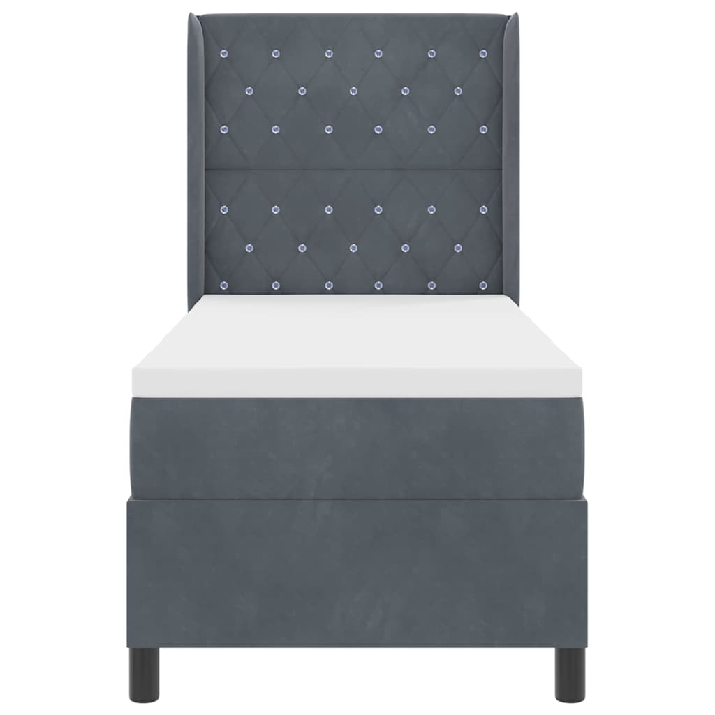 LED Boxspringbett mit Matratze Dunkelgrau 80 x 200 cm Samt