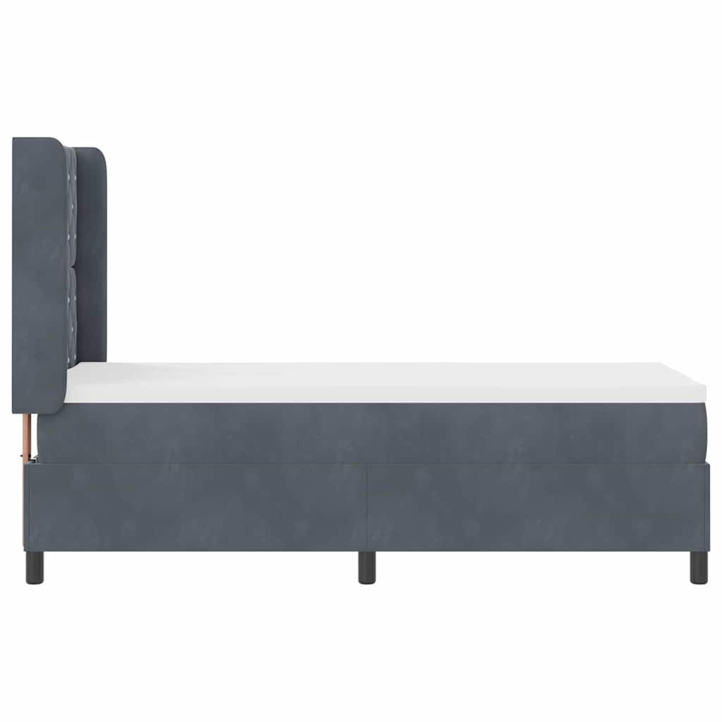 LED Boxspringbett mit Matratze Dunkelgrau 80 x 200 cm Samt