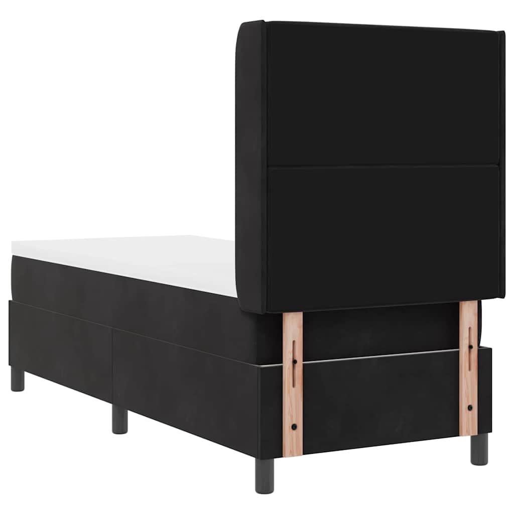 LED Boxspringbett mit Matratze Argyle Schwarz 80 x 200 cm Samt