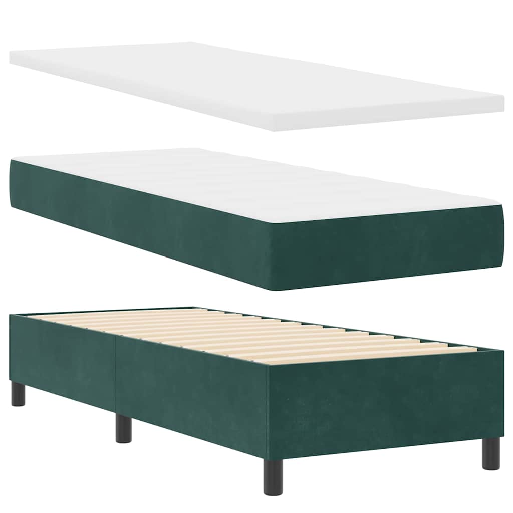 LED Boxspringbett mit Matratze Dunkelgrün 80 x 200 cm Samt