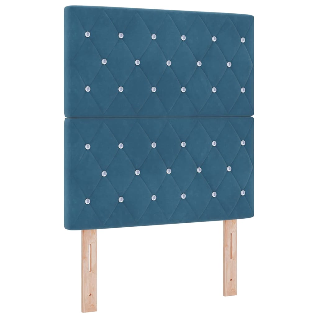 LED Boxspringbett mit Matratze mit Kissen Blau 80 x 200 cm Samt