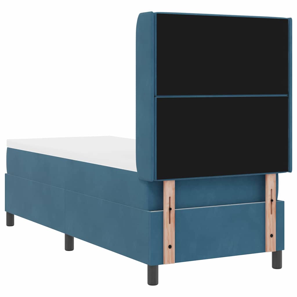 LED Boxspringbett mit Matratze mit Kissen Blau 80 x 200 cm Samt