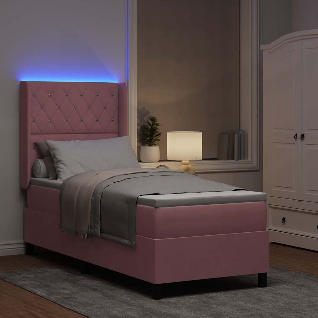 Boxspringbett mit Matratze mit LED Rosa 80 x 200 cm Samt
